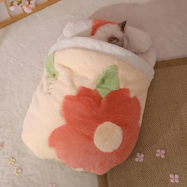 Sakura Themed Cozy Cat Bed